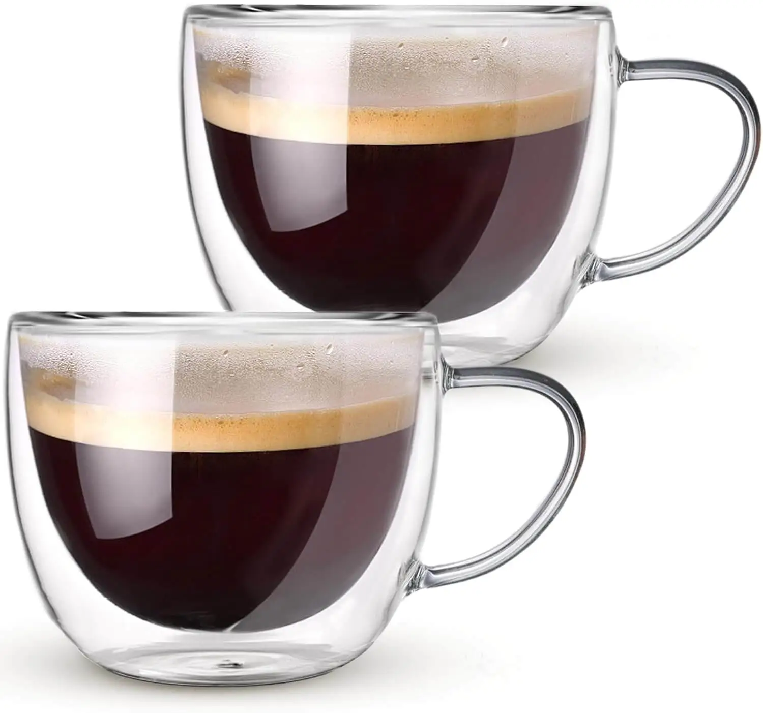 Double-Walled Glass Coffee Mugs Set of 2 - 8 oz insulated cups with heat-resistant borosilicate glass